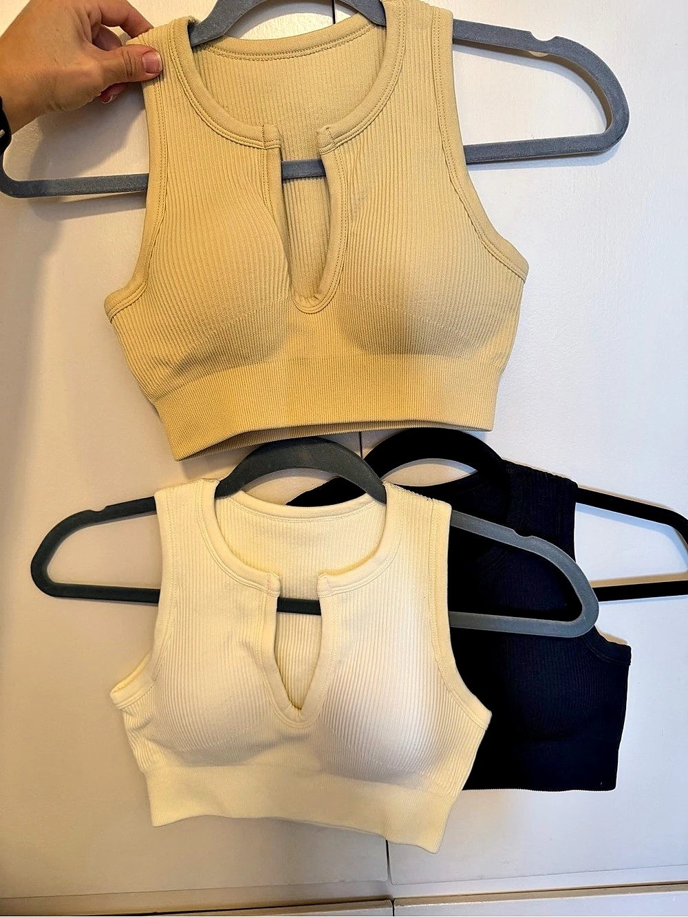 Ribbed Crop Tank Tops 3-Pack Yellow Black